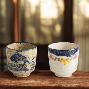 Japanese Hand-Painted Ceramic Tea Cup | Retro Underglaze Sake & Espresso Cup | 180ml Single Mug for Tea, Wine, or Coffee