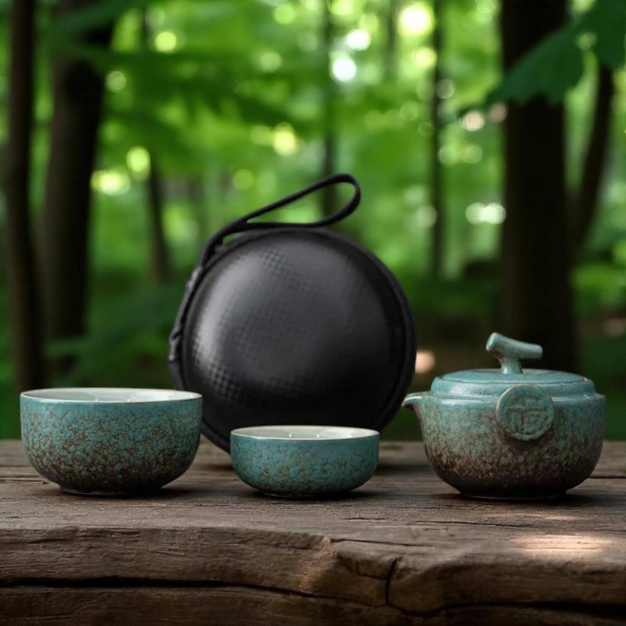Zen Bloom Tea Set – Rustic Japanese Ceramic Teapot & Cups for Mindful Moments and Elegant Gifting