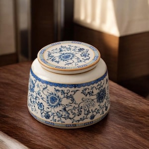 Blue & White Porcelain Canister – Elegant Ceramic Storage for Tea, Candy, Jewelry and Home Décor