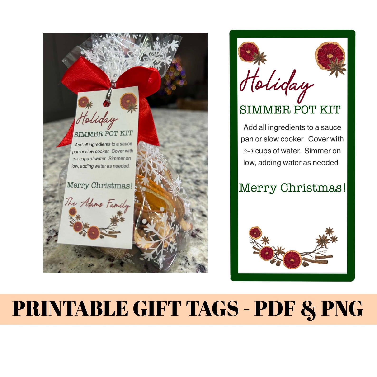 Holiday Simmer Pot Gift Tags Printable | Christmas Simmer Pot ...