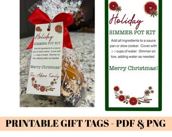Holiday Simmer Pot Gift Tags | Printable Christmas Instructions (PDF)