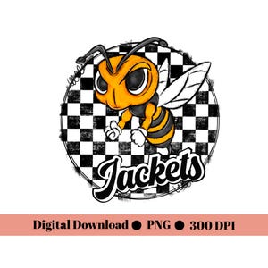 Yellow Jacket Digital Download, Jackets Sublimation Design, Black and white checkered
