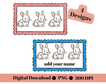 Personalized Easter Bunny PNG Set | Watercolor Nursery Art (Digital Download)