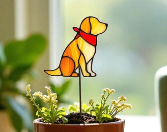 Stained Glass Dog Suncatcher, Pet Memorial Gift, Personalized Labrador Golden Retriever Art, Window Hanging Ornament, Loss of Dog Gift