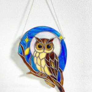 Owl Stained Glass Pattern PDF – DIY Suncatcher Digital Template – Beginner Friendly Glass Art Project