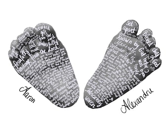 Baby's Footprint Custom | DIGITAL | Printable | Christian Hand lettering Wall Art | Nursery Poster | Bible verses | Newborn Gift