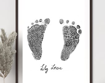 Baby's Footprint Custom | DIGITAL | Printable | Christian Hand lettering Wall Art | Nursery Poster | Bible verses | Newborn Gift