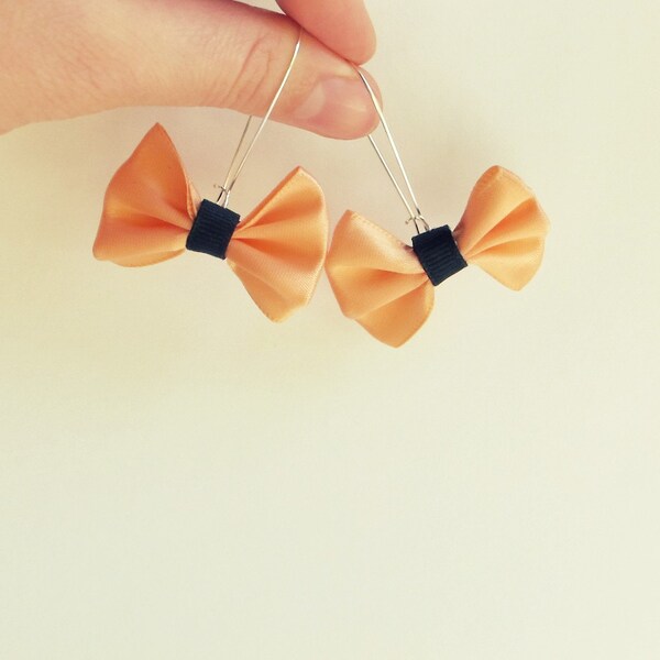 Peach Bow Earrings by Freena