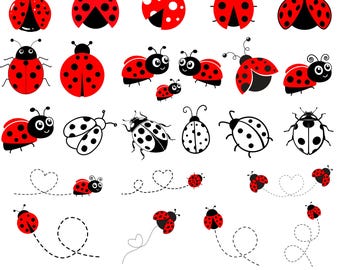 Marienkäfer SVG-Bundle: Clipart, Silhouette-Designs (digitaler Download)