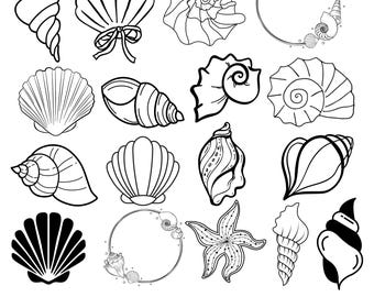 Seashell Svg Bundle, Seashell Png Bundle, Seashell Clipart, Sea World Svg, Starfish Svg, Seashell Silhouette, Shell Svg, Digital Download