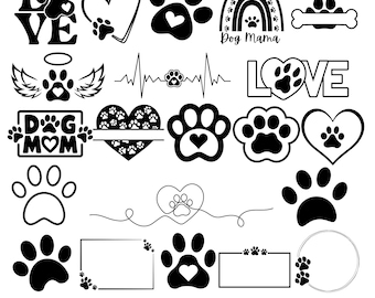 Heart Paw SVG Bundle: Dog Lover Designs (Digital Download)
