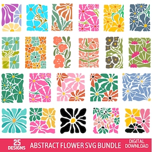 Boho Flower SVG Bundle: Retro Floral Designs (Digital File)