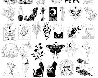 Mystical SVG Bundle: Celestial, Moon, Magic Designs (Digital Download)