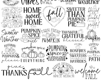 Fall SVG Bundle: Pumpkin Spice, Autumn Quotes (Digital Download)