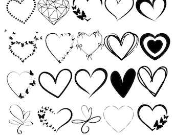 Heart SVG Bundle: Hand-Drawn Doodle & Open Heart Designs (Digital Download)
