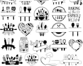 Kitchen Monogram SVG Bundle: Utensil, Chef Hat, & Farmhouse Designs (Digital Download)