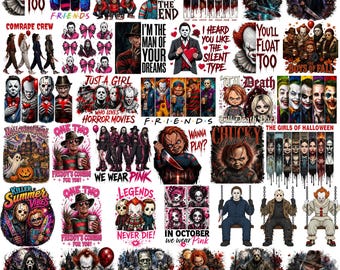 Halloween Mega Bundle Png, Spooky Vibes Png, Retro Halloween Png, Fall Png Bundle, Horror Movie Characters Mashup PNG
