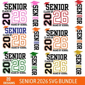 Senior 2026 SVG Bundle: Graduation Shirt Design Cut Files (Digital Download