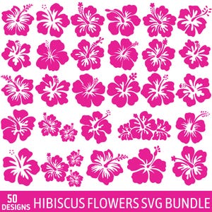 Hibiscus Flower SVG Bundle, Tropical Floral Svg, Hawaiian Flower Clipart, Summer Flower Svg, Hibiscus PNG, Beach Flower Cut File, Cricut