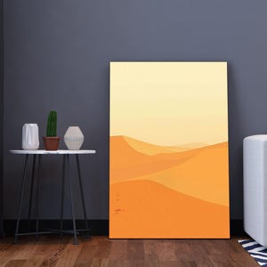 Sand Dunes Wall Art, Sahara Desert Wall Art, Abstract Minimalistic Print, Warm Tone Wall Art, Gift for Desert Lovers, Yellow Color Landscape