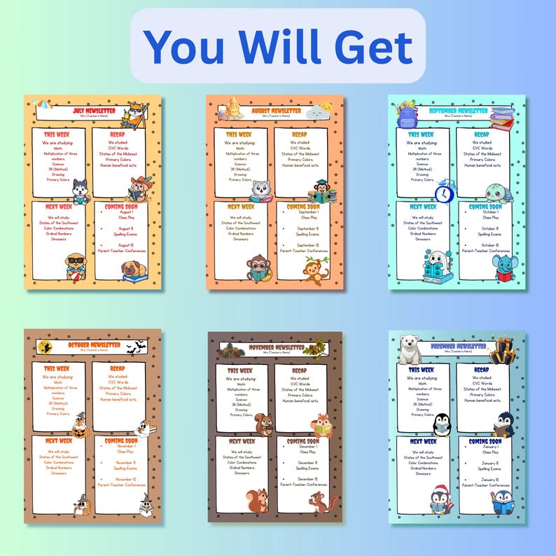 12 Month Newsletter Template Editable Newsletter Monthly Newsletter 12 Month Newsletter Template Editable Newsletter Monthly Newsletter