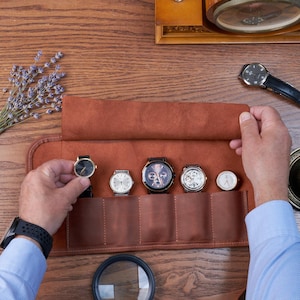 Leather watch roll, Watch travel case, Watch roll case, Leather watch organizer, Leather watch storage, Travel watch roll, Watch pouch