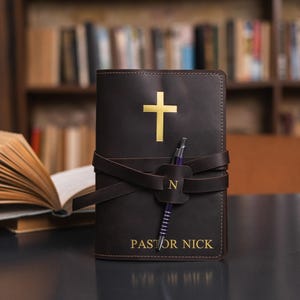 Christian journal for man, Leather prayer journal for men, Pastor gift, Leather scripture notebook, Religious gift for man
