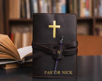 Christian journal for man, Leather prayer journal for men, Pastor gift, Leather scripture notebook, Religious gift for man