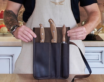 Leather knife roll, Chef knife roll, Handmade knife roll, Personalized knife roll, Leather knife storage, Chef gift ideas, Knife roll pouch