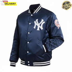 Handmade New York Satin Bomber Varsity Jacket | Retro Vintage Letterman Style Athletics Baseball Jacket | Gift for Him