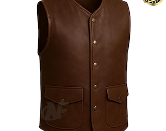 Brown Medieval Handmade Leather Vest | Vintage Style Renaissance Leather Vest | Halloween Men's Cosplay Costume Genuine Leather Vest | Gift