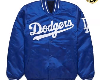 Handmade Los Angeles Dodger's Blue Satin Authentic Vintage Style Bomber Jacket | League Custom Varsity Baseball Jacket | Unisex Adult Jacket