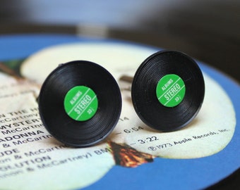 1 Vinyl Record Cuff Link Set Green and 1 Squash Cufflink Set Reserved for joefarra