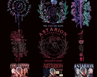 Pacchetto PNG Astarion, PNG Astarion di Baldurs Gate 3, Maglietta Astarion, Astarion Rogue, PNG videogioco, Astarion Vamp, Merchandising BG3, Maglietta regalo per giocatori