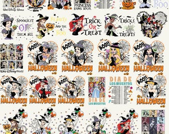 65+ Halloween Princess Bundle PNG, Princess Character Png, Spooky Season Png, Princess Birthday, Ariel Cinderella Celle Png, Trick Or Treat