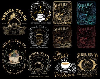 Pacote Suriel Tea Co PNG, Design de Camiseta ACOTAR PNG, SJM PNG, Corte de Espinhos e Rosas PNG, Produtos Booktok PNG, Presente para Amantes de Livros PNG