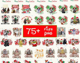 Star Wars-familie kerstbundel png, Galaxy's Edge vakantie png, Merry Christmas png, kerstvakantie 2025 png, kerstpersonages png