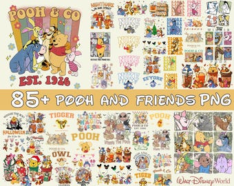 Winnie The Poo.h Png Bundle, Poo.h and Friends Png Bundle, Poo.h Birthday Png, Piglet, Roo, Rabbit, Owl, Di.sney Character Png