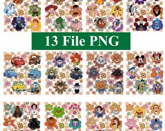 Vintage Floral Disney Checkered PNG Bundle, Disney Family Shirt, Disney Epcot Flower & Garden Festival, Disney Girl Trip, Winnie The Pooh