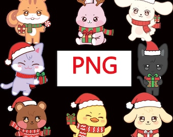 Ateez  Christmas PNG Bundle, Cute Ateez , Aniteez  Chibi Xmas Png, ATEEZ Characters Xmas, ATEEZ World Tour, Hongjoong, Mingi,San, Yunho