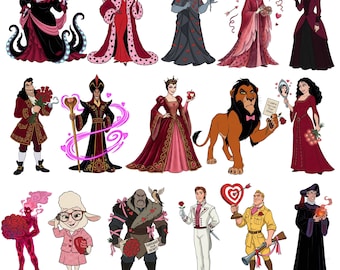Villains Valentine PNG Clipart, Disney Villains Digital, Villains printable, Maleficent Captain Hook Evil Queen shirts, Bad guys,Bad Witches