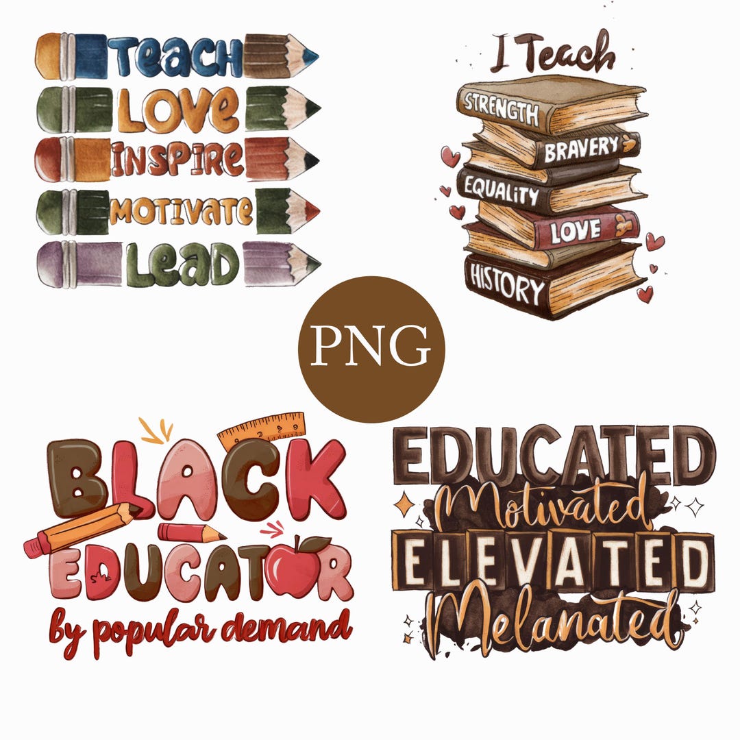 Black Educator PNG Bundle, Melanin Teacher Sublimation, Black History ...