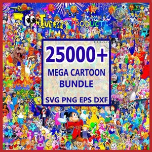 20000+ Mega Cartoon Bundle, Cartoon Full Characters, Magic kingdom PNG Bundle, Family Vacation, Halloween PNG, Christmas PNG Bundle