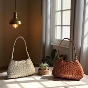 Handgefertigte gewebte Leder Einkaufstasche für Frauen, Boho HOBO Schultertasche, handgewebte Geldbörse, große Sommer Reise Strandtasche, Weihnachtsgeschenk