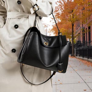 Grand sac fourre-tout en cuir - Sac à bandoulière rodéo en peau de vache pour femme, sac à main minimaliste doux, sac à main fourre-tout élégant pour les trajets quotidiens