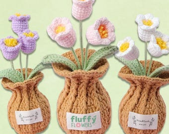 Crocheted Lily of the Valley Flowers - Handmade Crochet Flowers, Potted Plant Decoration, Spring, Crochet Flower, Mom Gift, Girlfriend, Valentine's Day