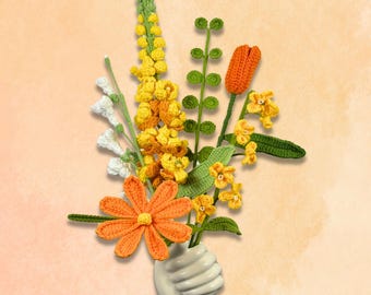 Crocheted Flowers, Crochet Flower Bouquet | Forever Flowers Last-Minute Christmas Gifts, Crochet Flowers Personalized Gifts for Girlfriend