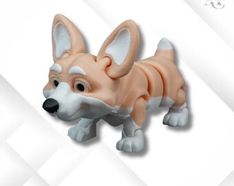 3D Printed Articulated Corgi Figurine: Fidget Desk Toy
