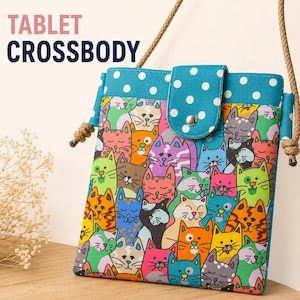 Tablet Crossbody Sewing Pattern PDF, iPad Mini Case Tutorial, Kids Messenger Purse
