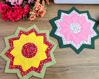 Handmade Patchwork Table Mat –Colorful Quilted Fabric Art